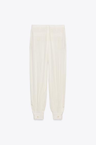 PANTALON RAYÉ POIGNETS ZW COLLECTION - Écru de Zara - Image 4