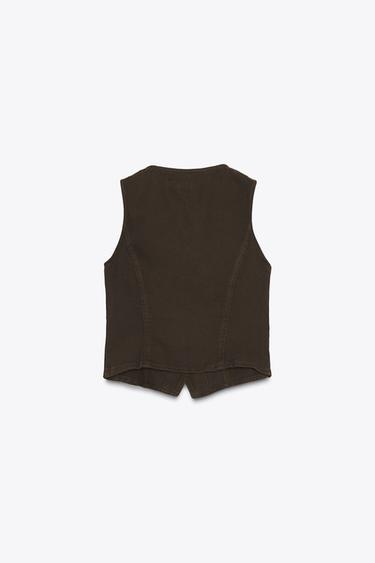 Z1975 DENIM WAISTCOAT - Brown by Zara - Image 5