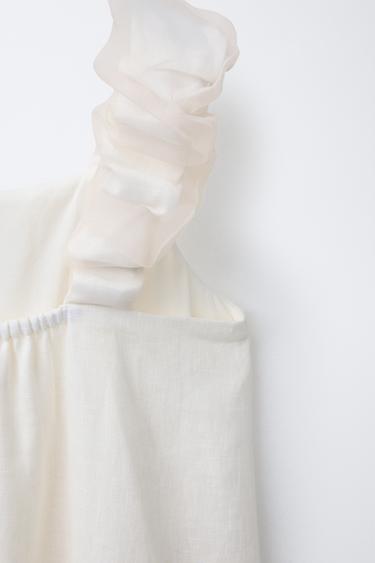 100% LINEN ORGANZA DRESS - Ecru by Zara - Image 3