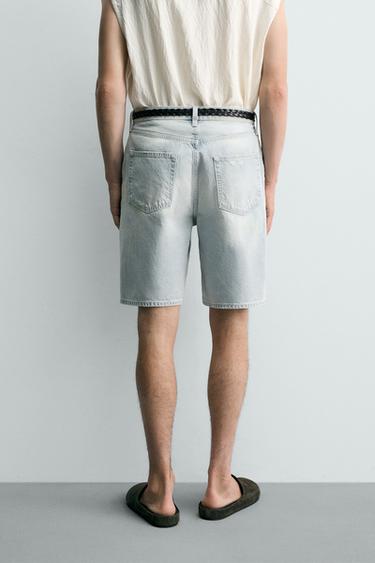BERMUDA EN DENIM STRAIGHT FIT EFFET VINTAGE - Bleu clair de Zara - Image 2