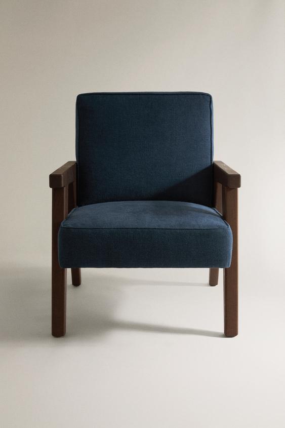 SESSEL AUS NUSSBAUM MIT LEINENBEZUG ZARA HOME BY BLASCO - Petrol von Zara - Bild 0