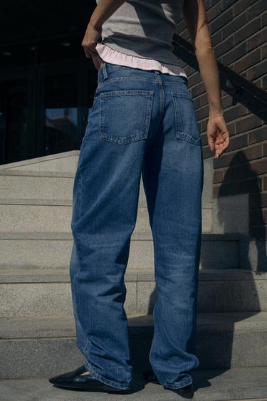 HIGH-WAIST TRF BARREL JEANS - Navy blue by Zara - Image 3