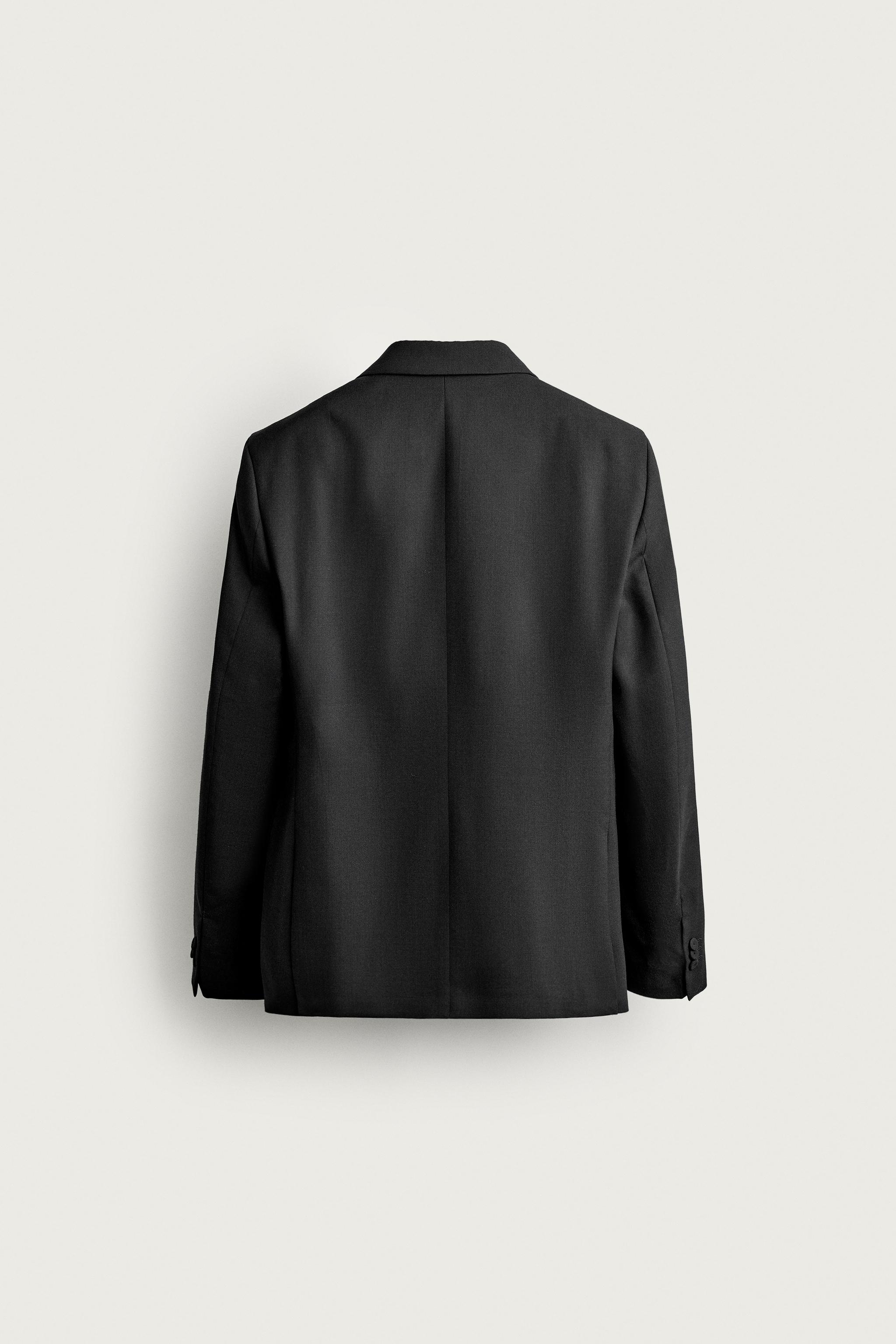 Мужские пиджаки Zara DOUBLE-BREASTED TUXEDO BLAZER — фото 8