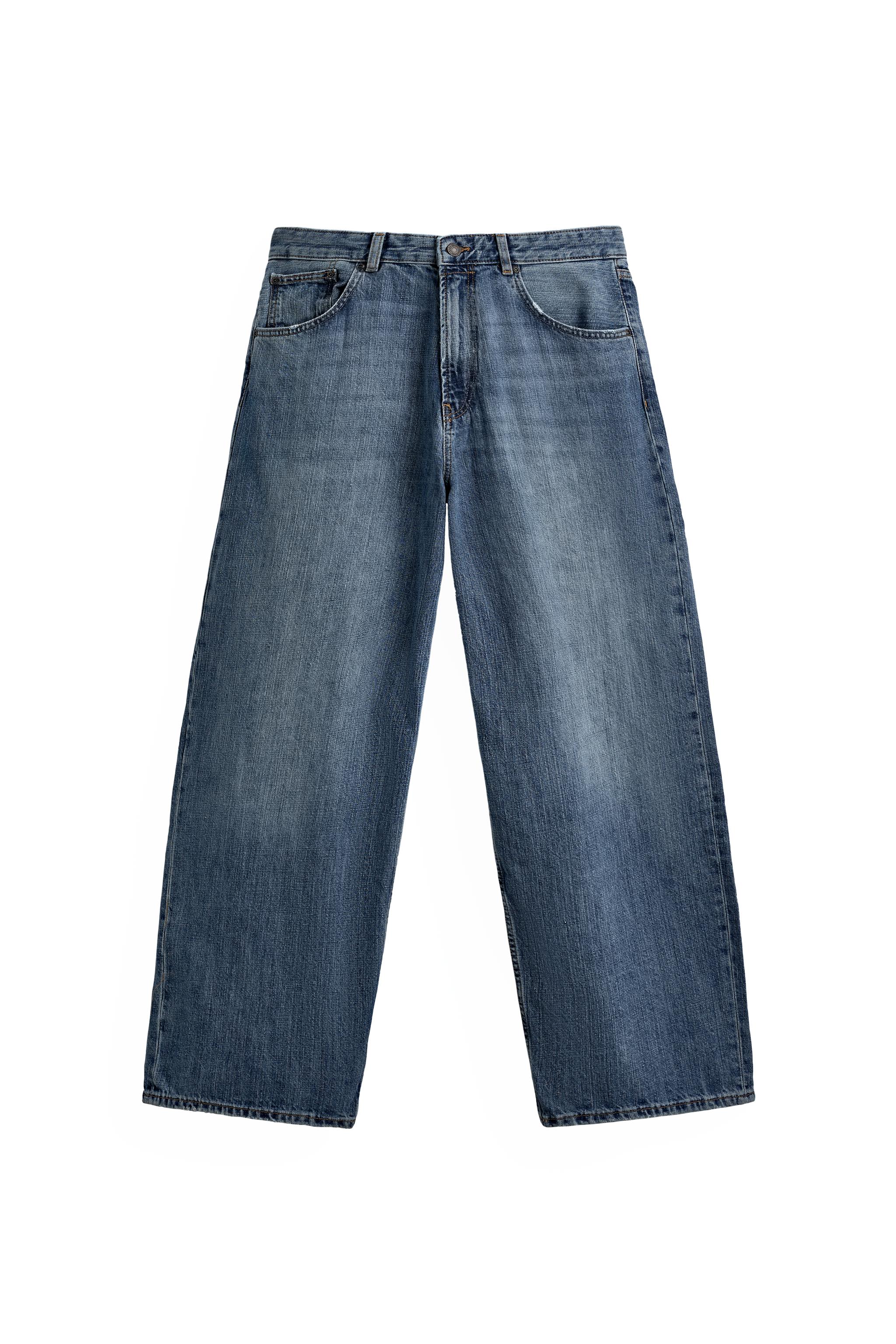 ダメージ加工バギーフィットデニムパンツ - ブルー | ZARA Japan / 日本