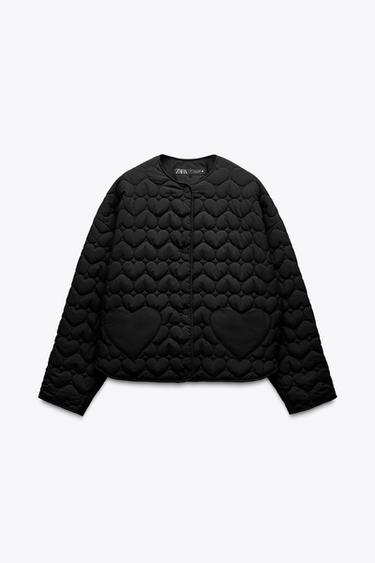 Zara 心形絎縫夾克 - 黑色