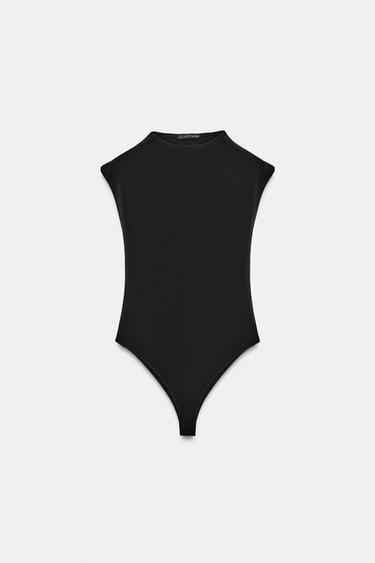 Zara STRETCH CUT OUT BODYSUIT - Black