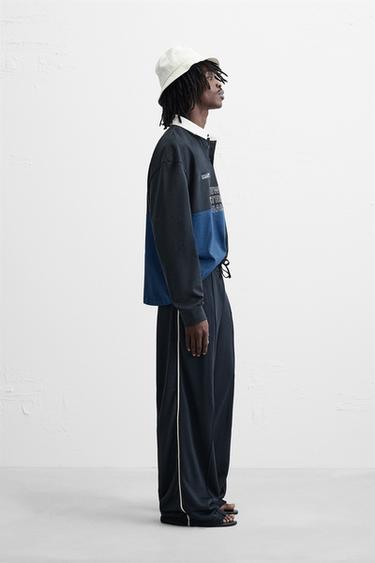 COLOUR BLOCK EMBROIDERED POLO SHIRT - Black by Zara - Image 3