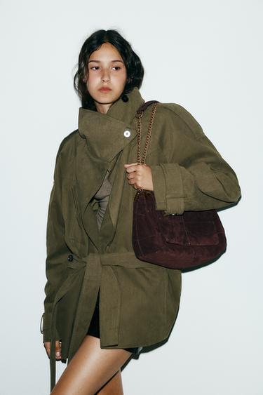 SPLIT SUEDE LEATHER SHOULDER BAG - Chocolate by Zara - Image 0