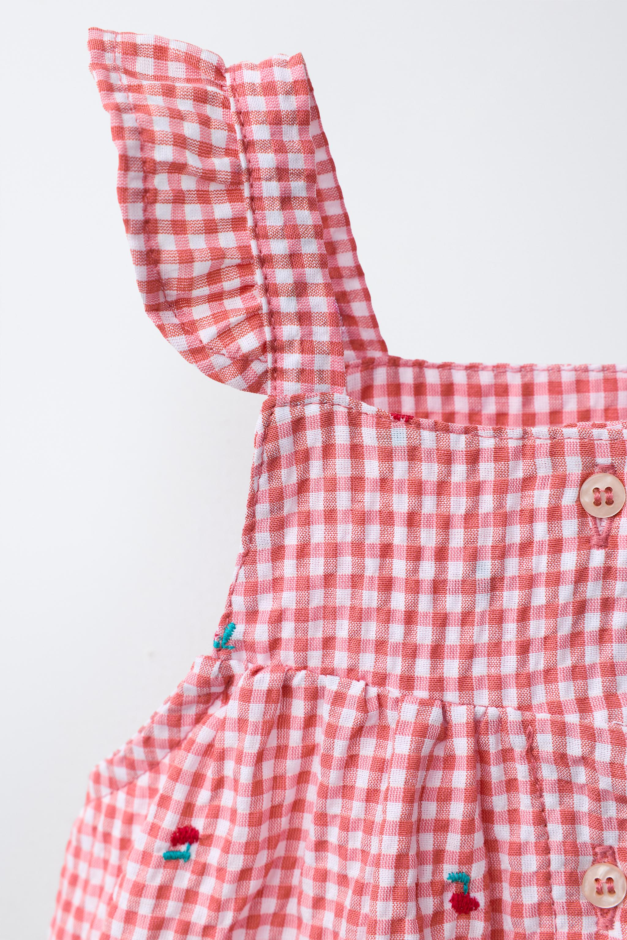 EMBROIDERED GINGHAM FLORAL DRESS AND PANTIES