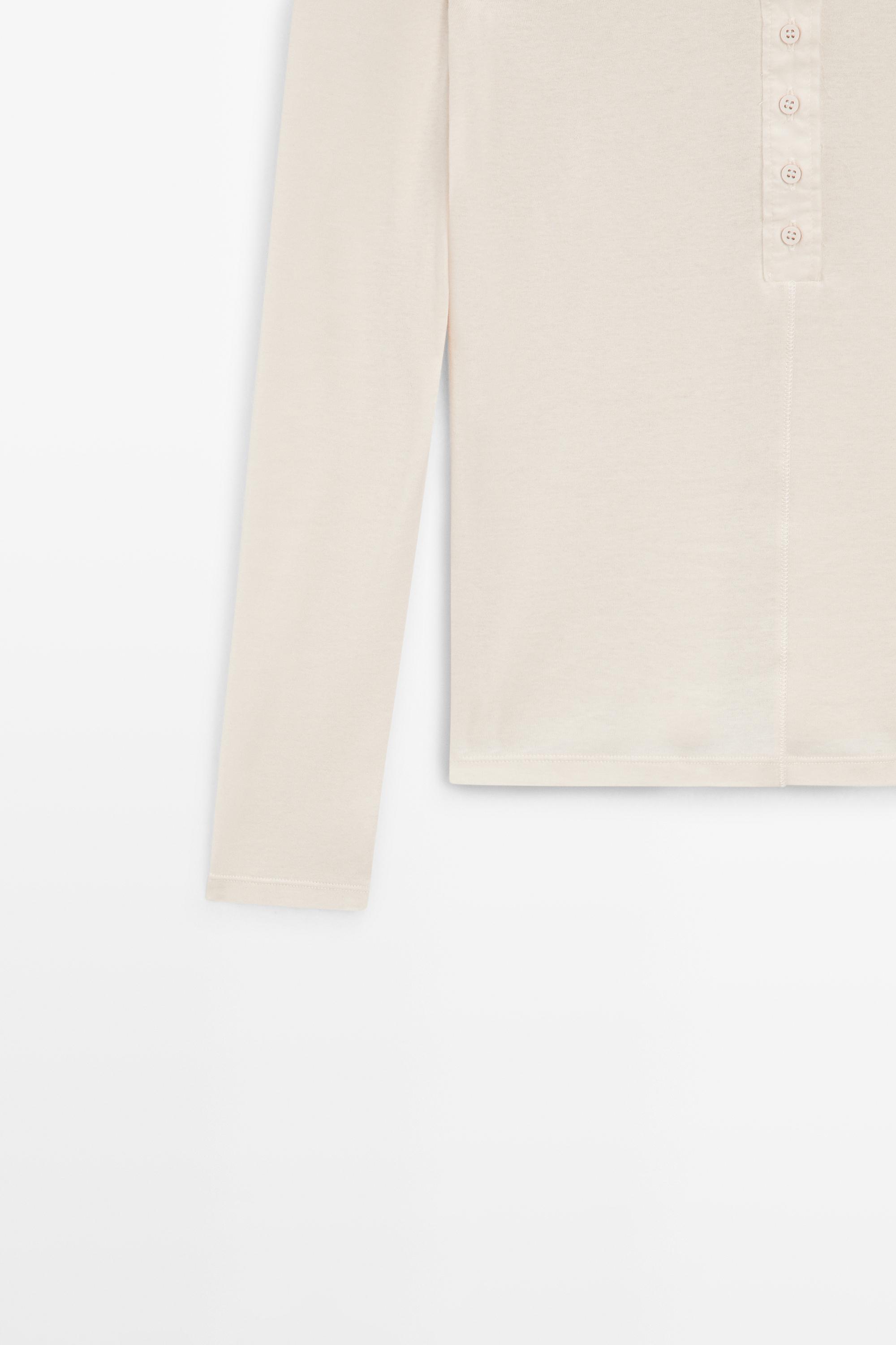 Button-up cotton T-shirt