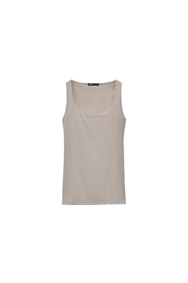 CAMISETA POLIAMIDA TIRANTE ANCHO - Beige de Zara