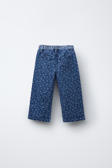 CULOTTE-JEANS MIT BLUMEN - Mittelblau von Zara