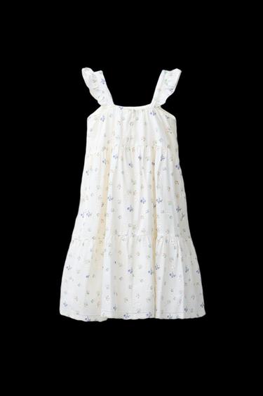 Zara SCHIFFLY LACE DRESS - Ecru