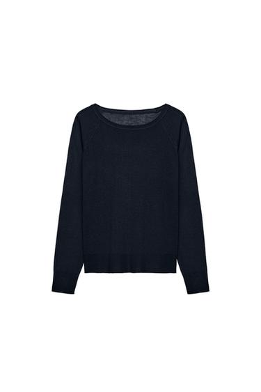 SUÉTER DE TRICÔ BÁSICO - Azul-marinho-escuro da Zara