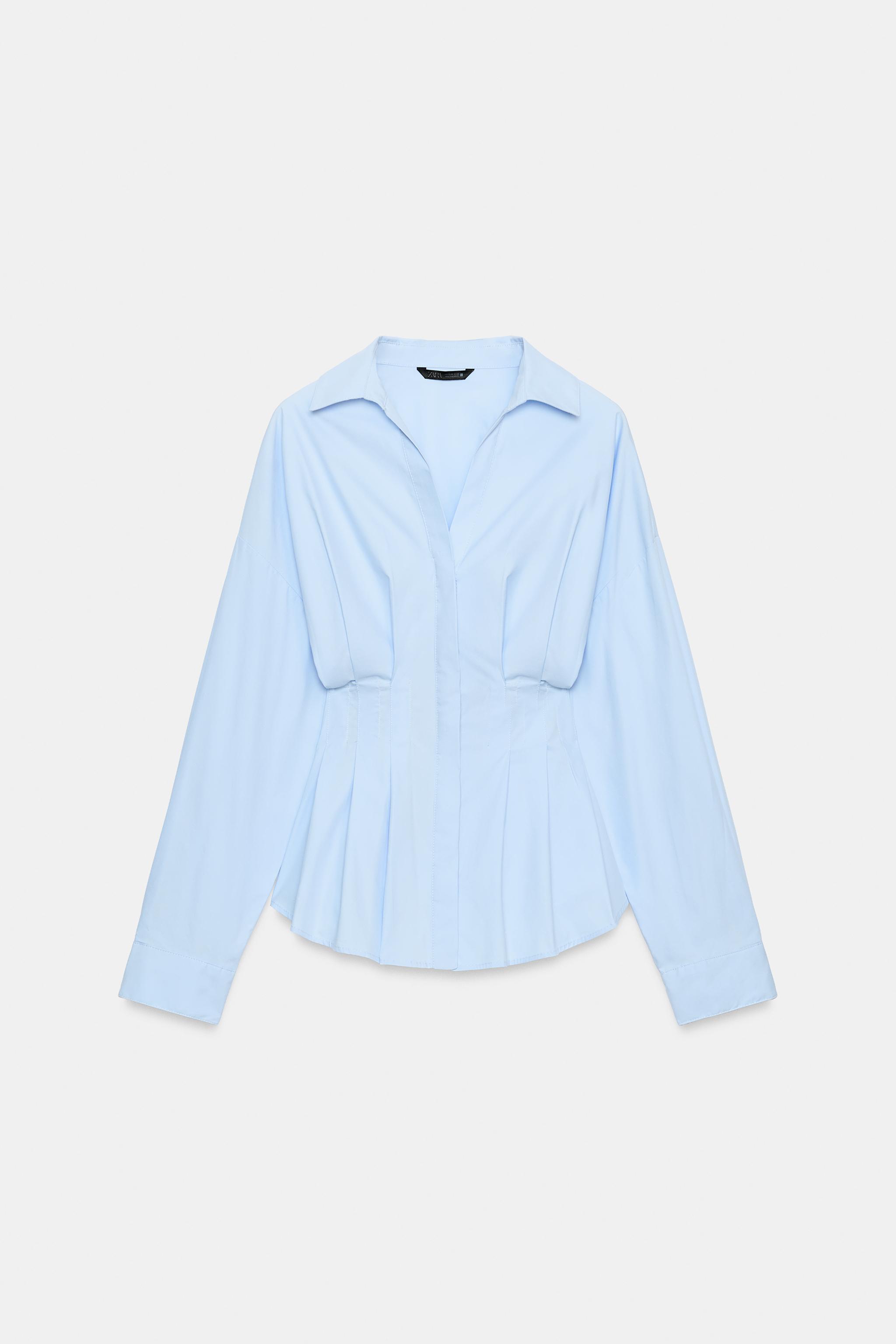 Zara STRIPED PLEATED SHIRT — фото 8