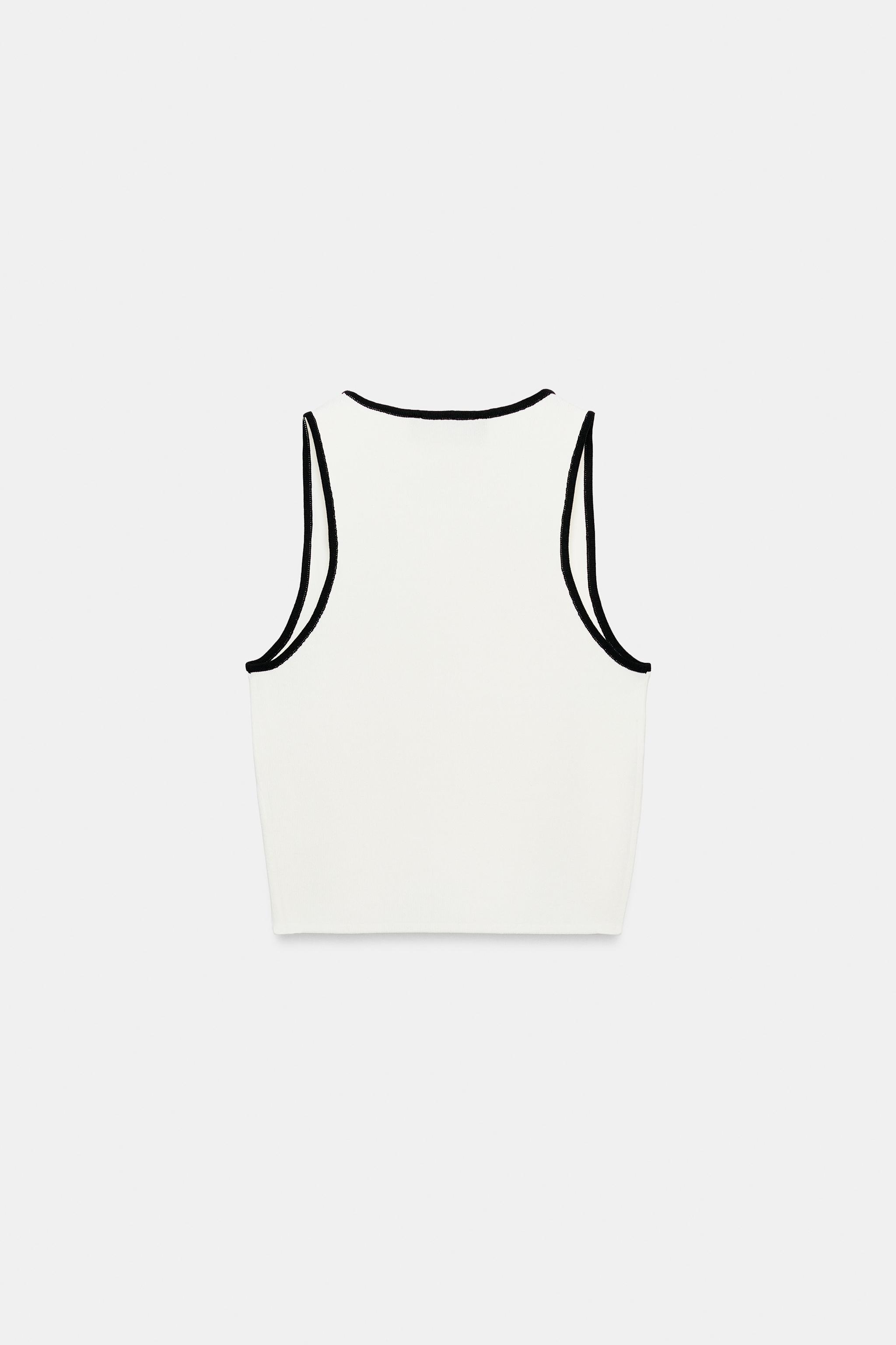 CONTRAST TRIM KNIT CROP TOP