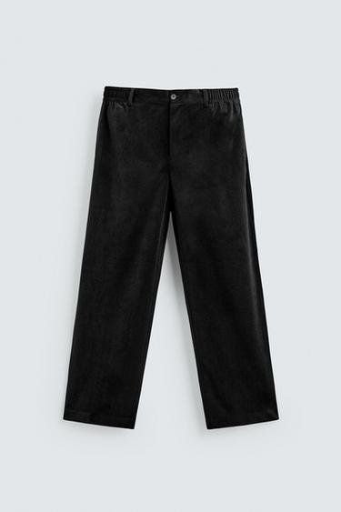 TEXTURED VELVET TROUSERS - Black by Zara