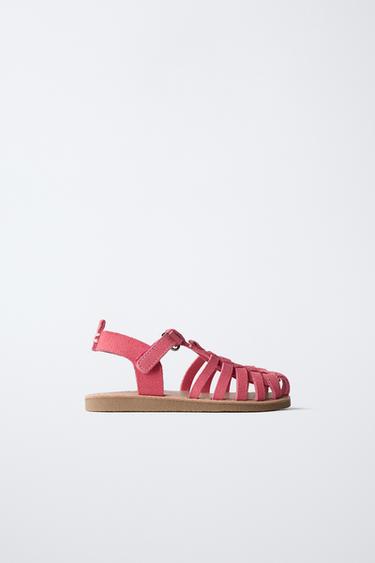 LEATHER CAGE SANDALS - Pink by Zara