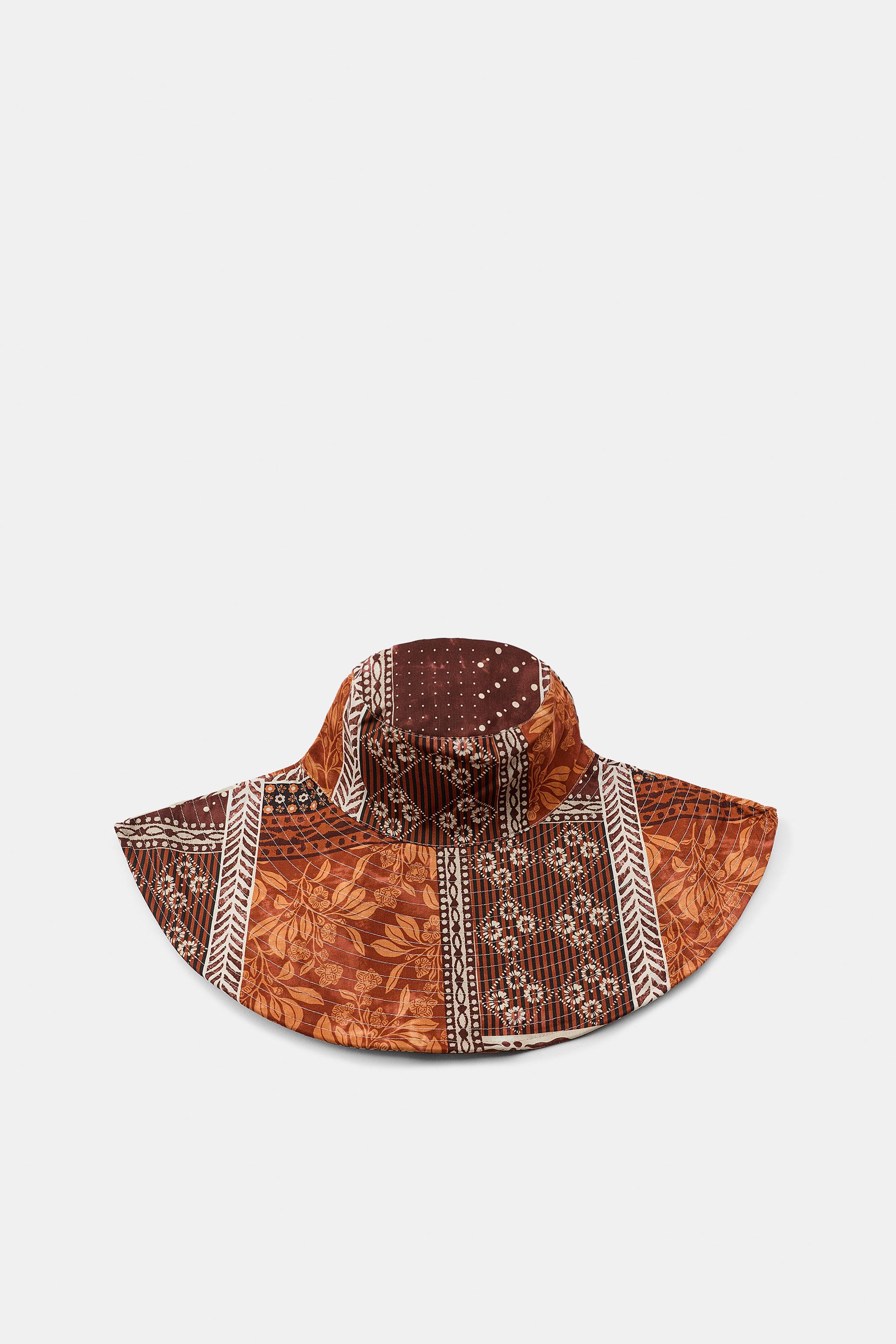 PATCHWORK PRINT HAT — Burnt orange