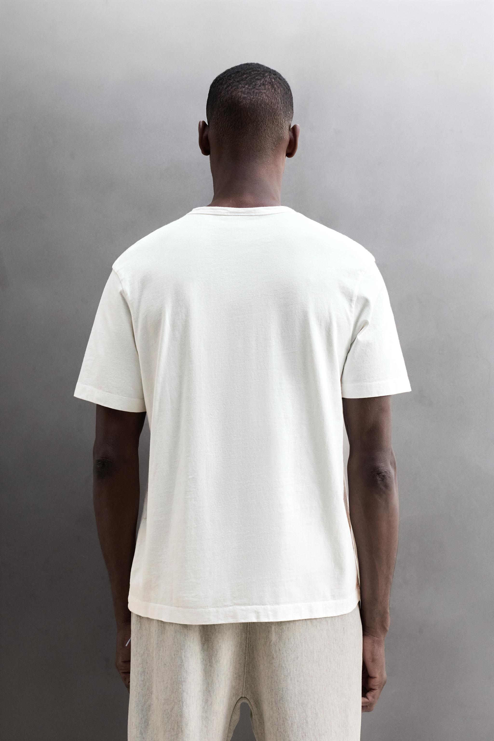 Zara YAZI BASKILI PAMUKLU T-SHIRT görsel 3