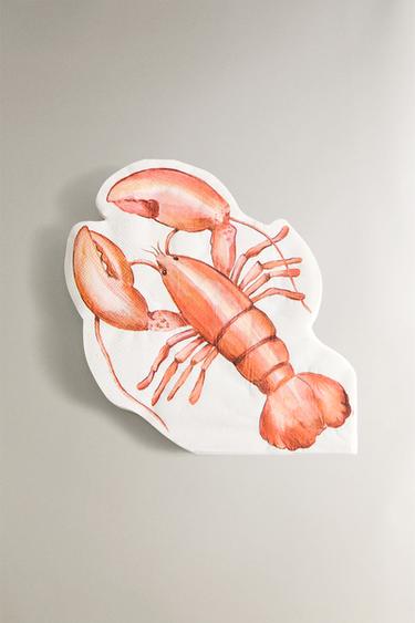 PACK OF 20 LOBSTER PAPER NAPKINS - Orange by Zara - Image 0