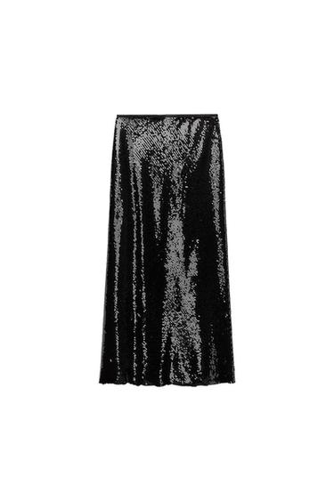 SEQUINNED MIDI SKIRT