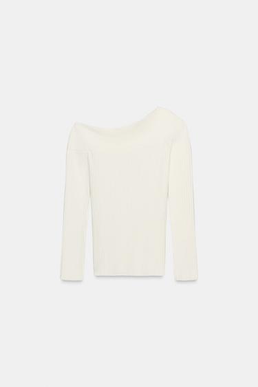 TOP ASYMÉTRIQUE DOUX CANNELÉ - Écru de Zara - Image 5
