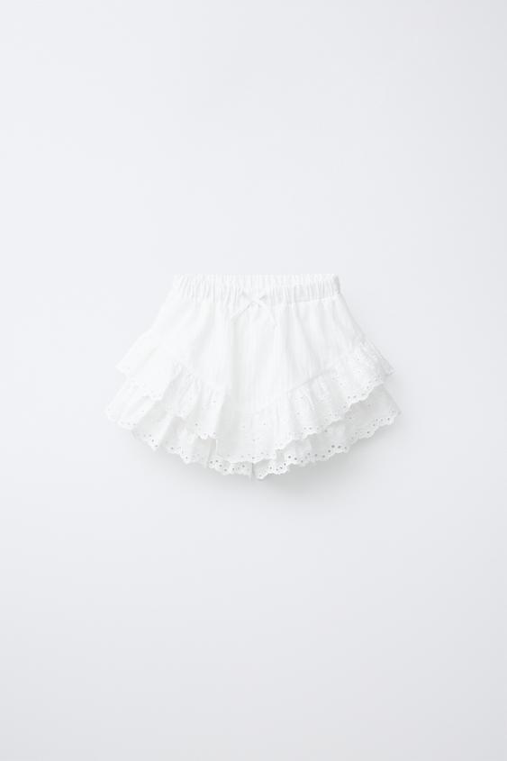 FALDA BERMUDA SCHIFFLY VOLANTES - Blanco de Zara - Imagen 0