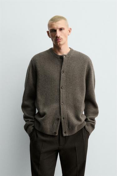 Zara 100% WOOL CARDIGAN - Earth