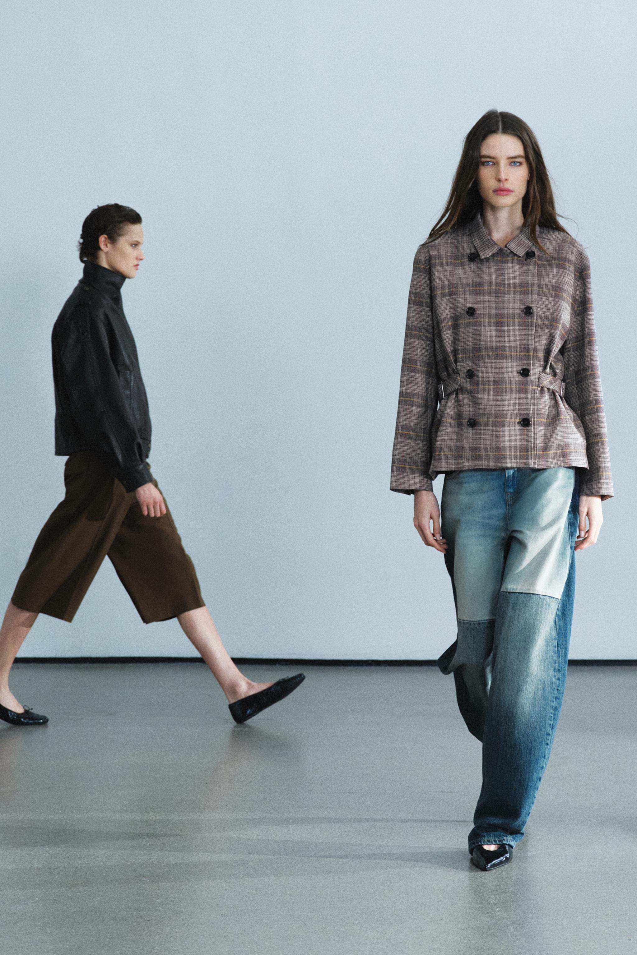 Zara ZW COLLECTION KARELİ AYARLANABİLİR KEMER DETAYLI BLAZER görsel 6
