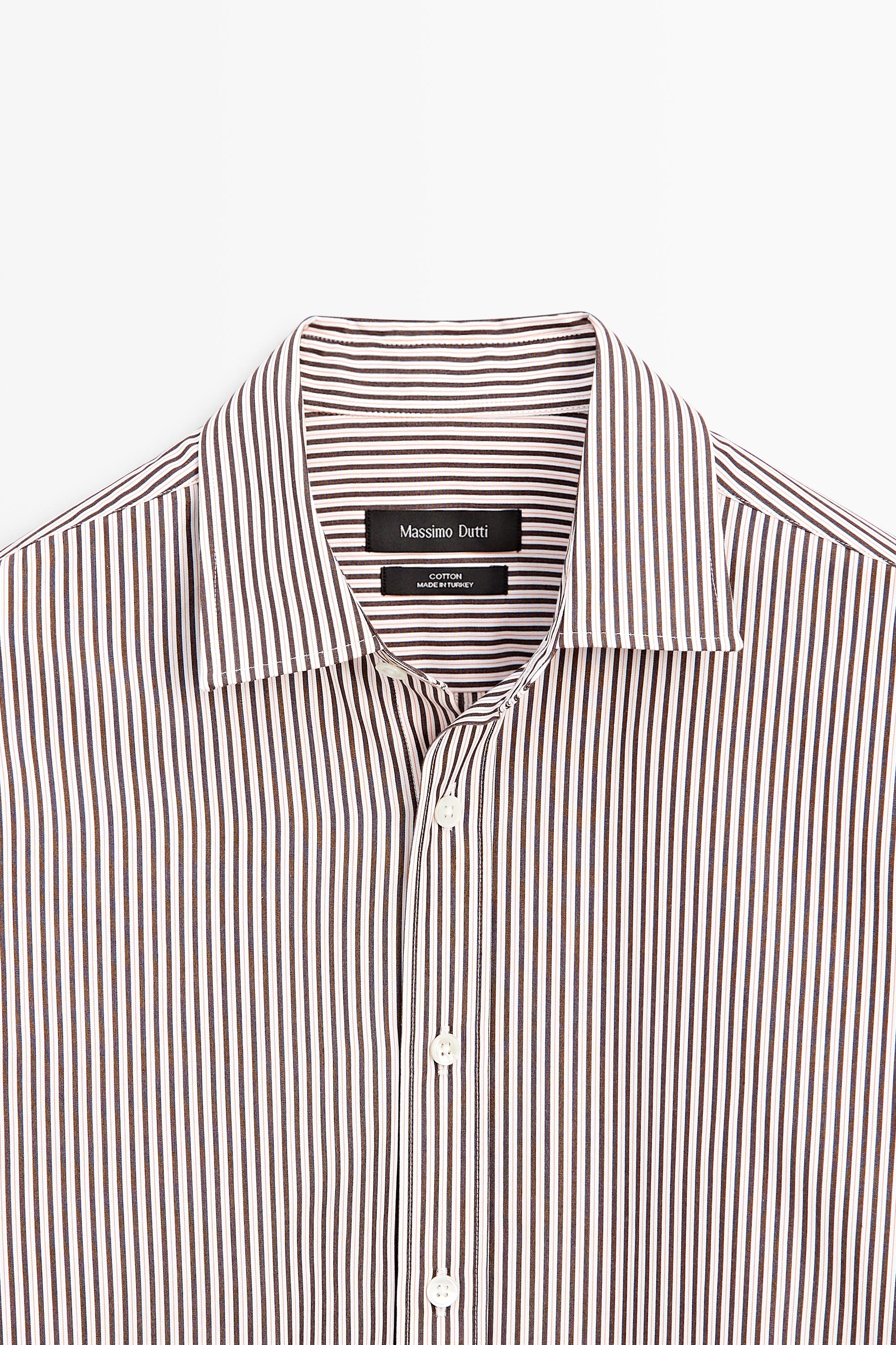 100% cotton regular fit striped shirt