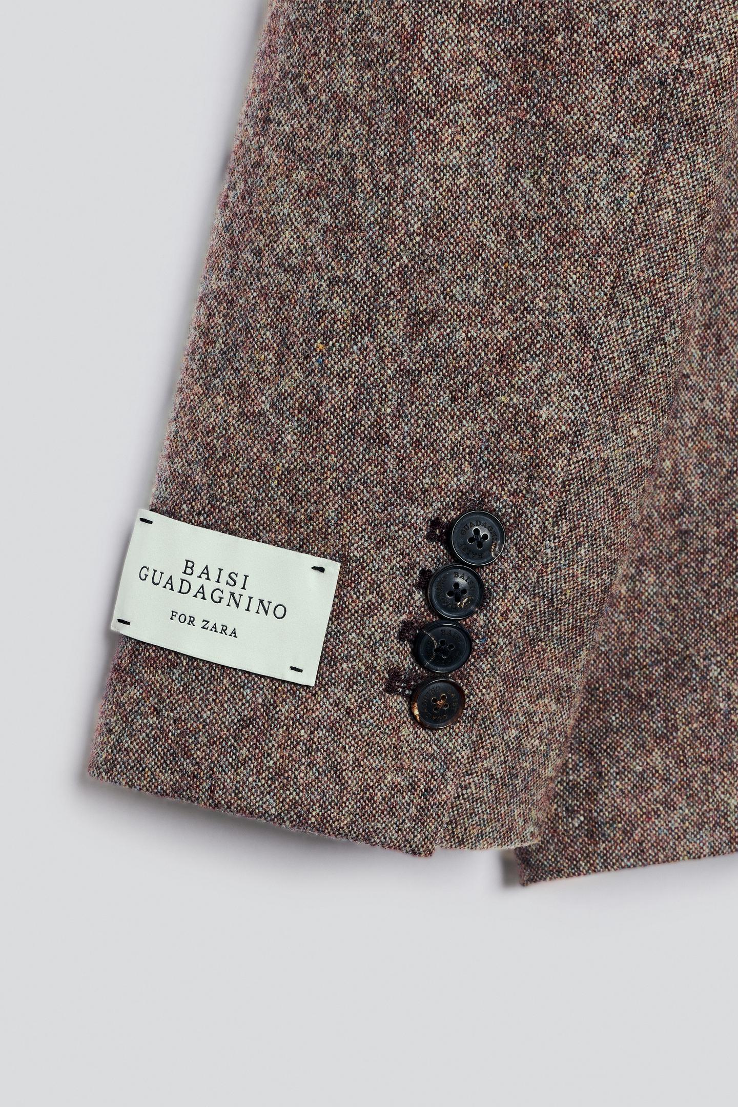Мужской пиджак Zara 100% Wool Suit Blazer, цвет: Бордовый — фото 4