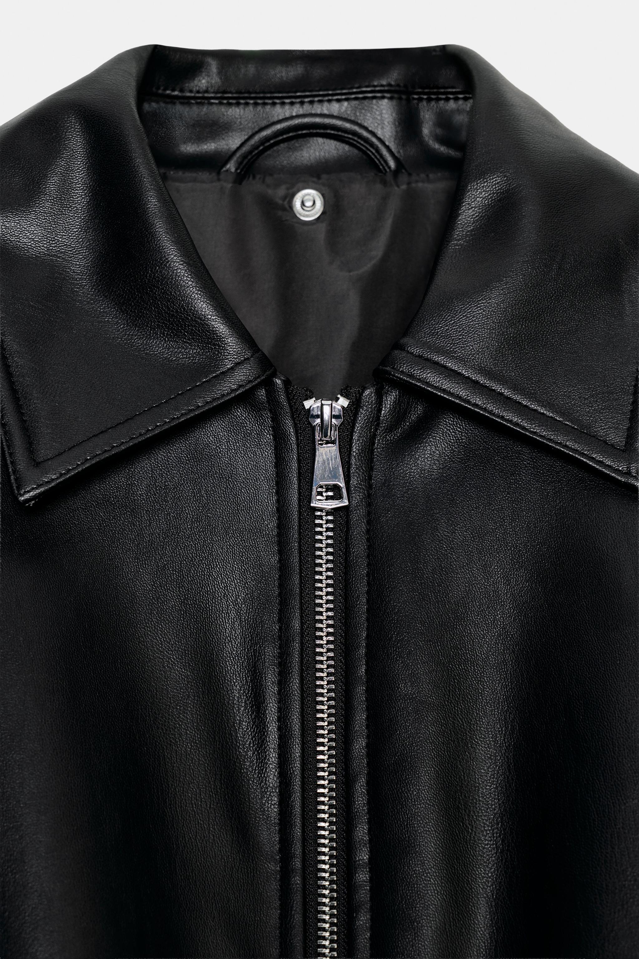 コントラストフェイクレザージャケット - ブラック | ZARA Japan / 日本