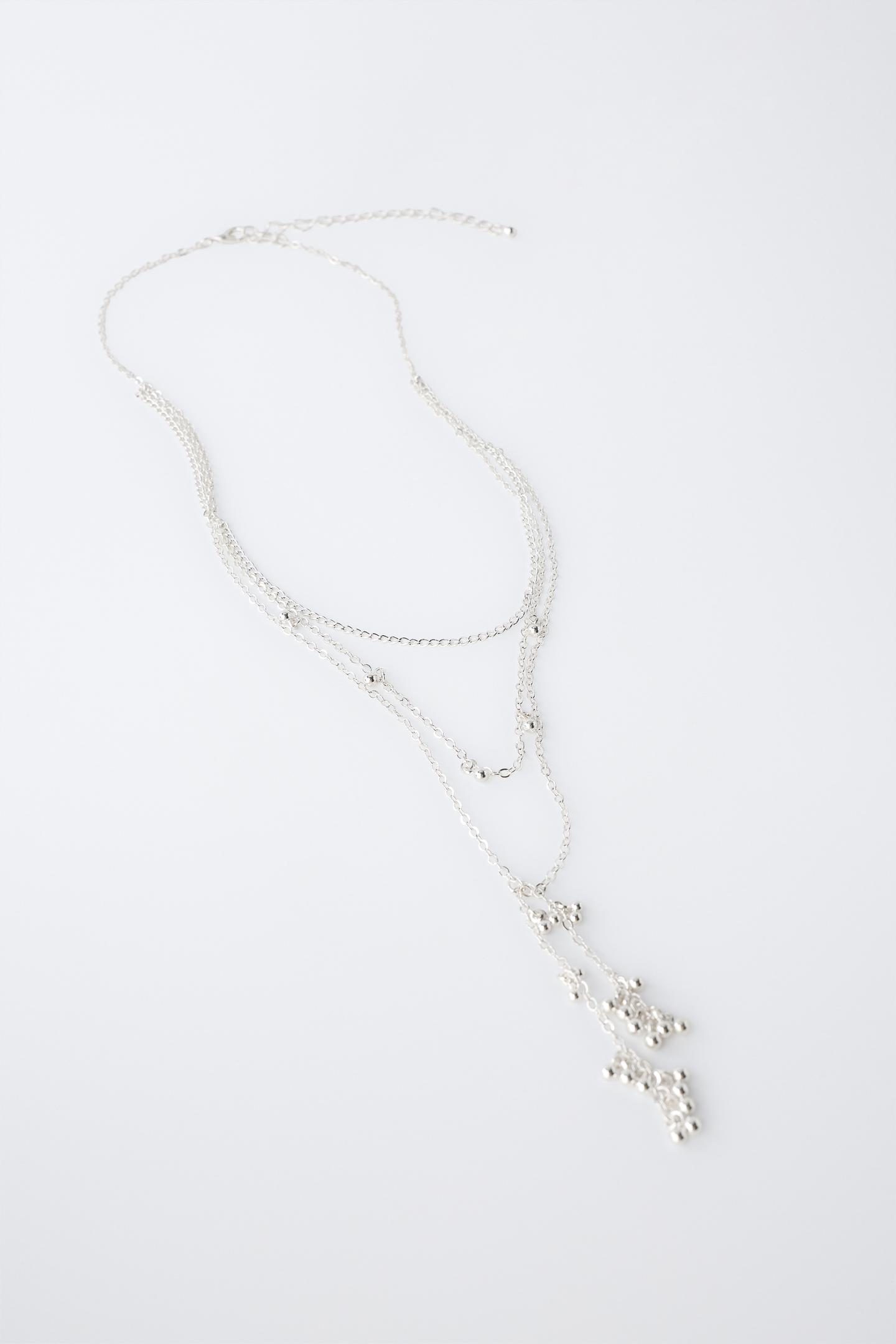 Детское колье Zara Multi-Chain Fringe, цвет: Серебряный — фото 2