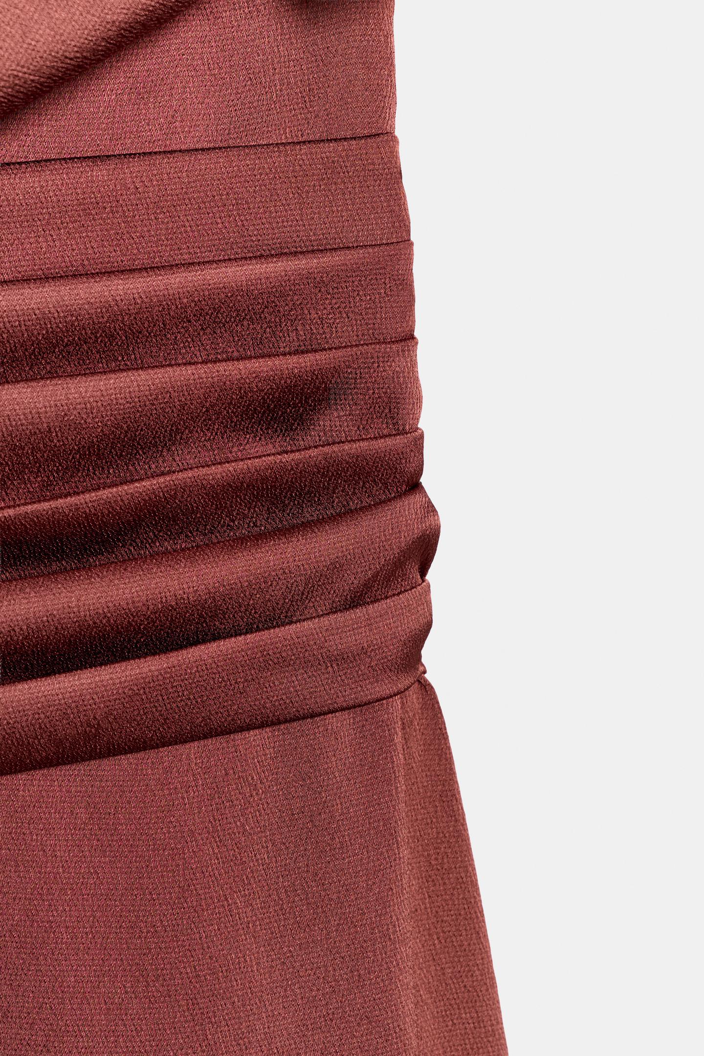 Женское платье Zara Satin Long Dress ZW Collection, цвет: Тёмный розовый — фото 11
