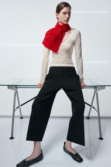 ZW COLLECTION CROP TROUSERS - Black by Zara