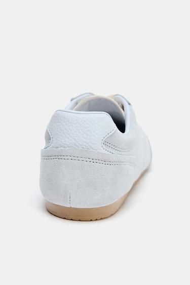 CONTRAST LEATHER TRAINERS - Light Blue by Zara - Image 7