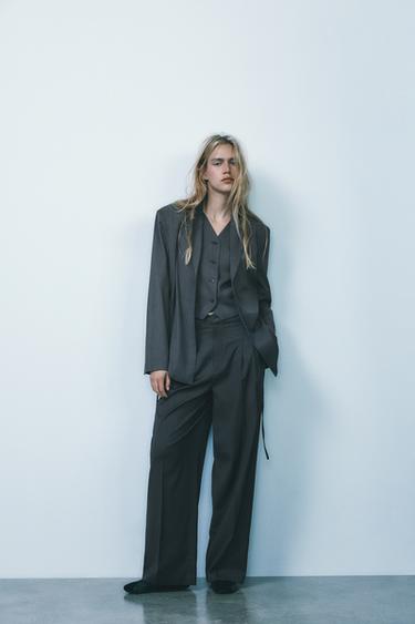 BLAZER RAYA DIPLOMÁTICA CINTURÓN - Gris antracita de Zara - Imagen 0