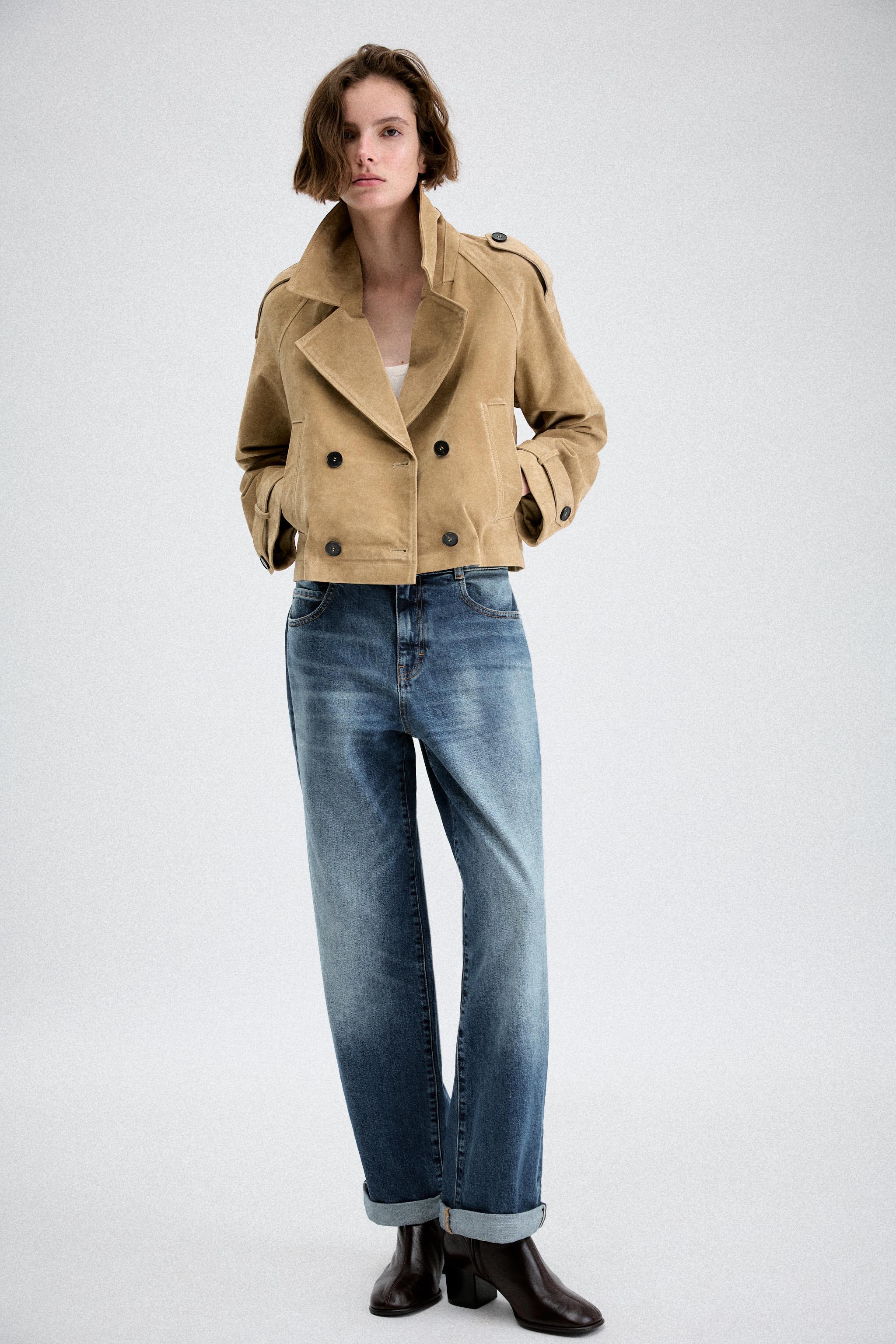 TRENCH CURTO CRUZADO DE COURO - castanho | ZARA Brasil