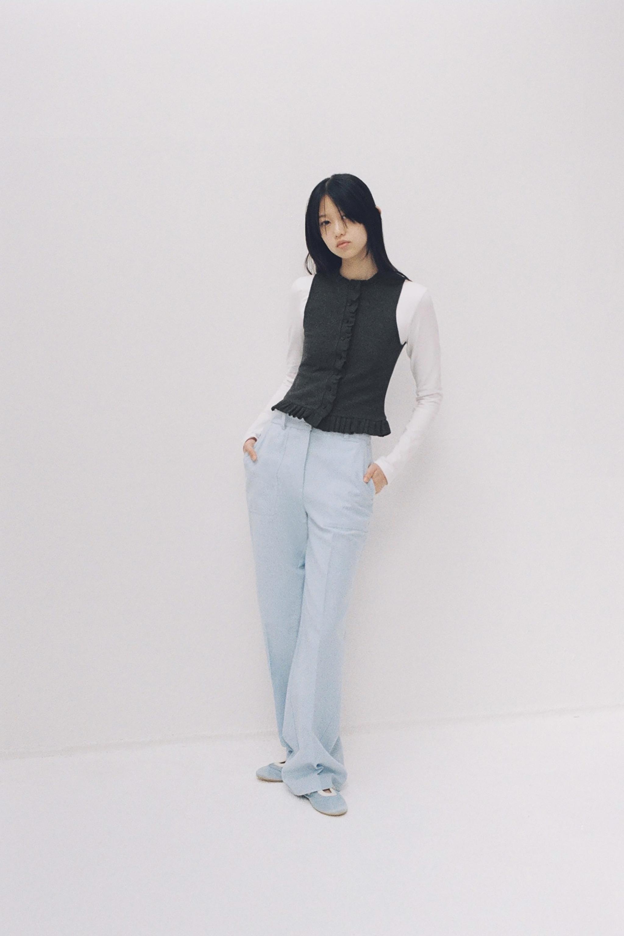 大きめボタン付きストレートパンツ - 空色 | ZARA Japan / 日本