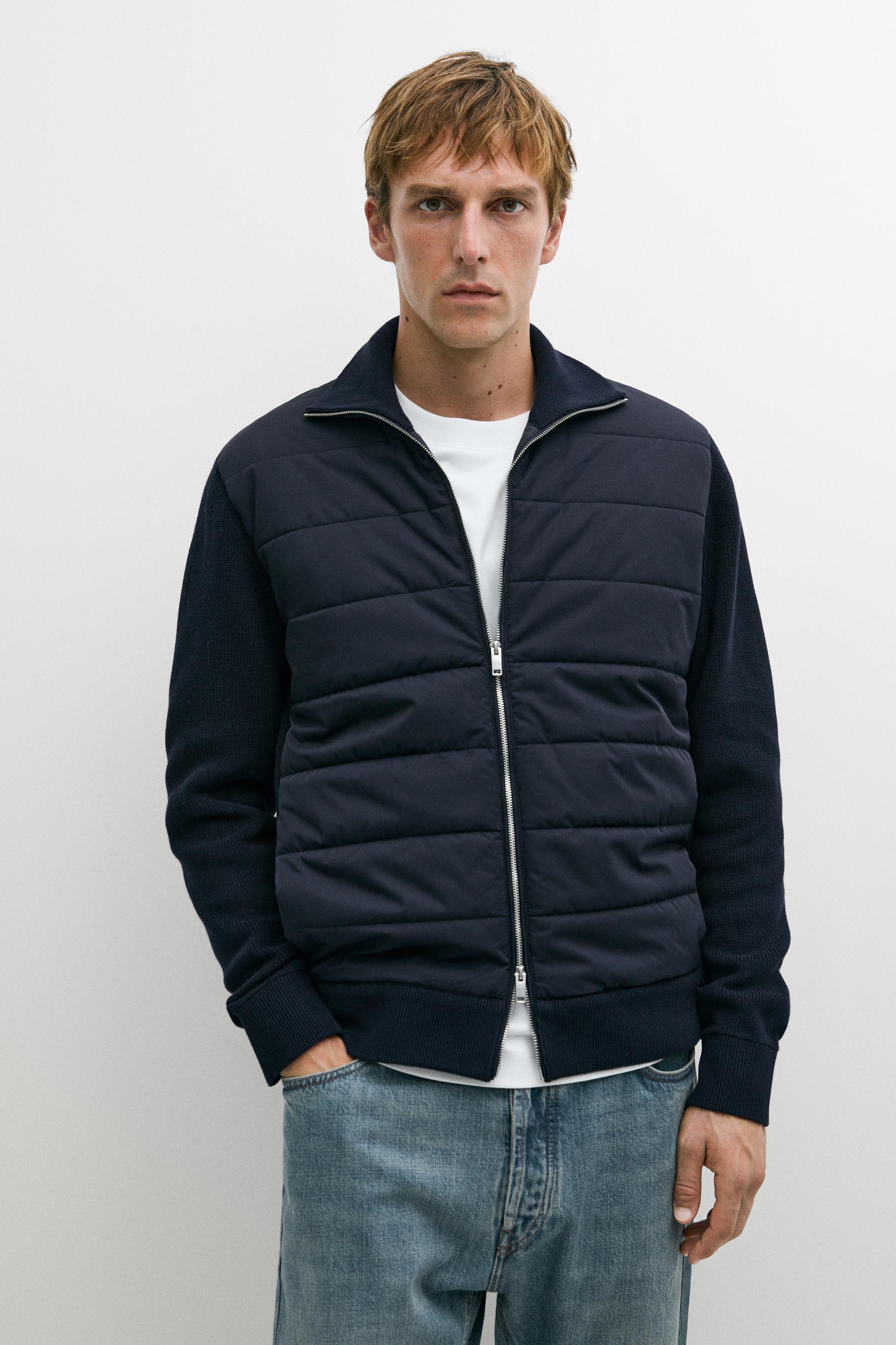 Cardigan à col montant en tissu combiné
