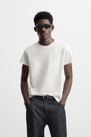 Zara BASIC SLIM FIT T-SHIRT - White