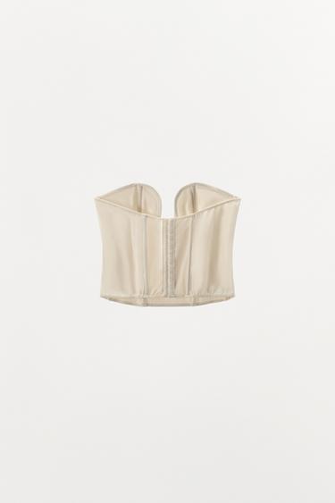 CORSET VISCOSE PIÈCE MÉTALLIQUE - Blanc cassé de Zara - Image 1