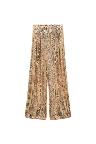 SEQUINNED WIDE-LEG TROUSERS