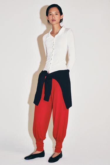 PANTALON BOUFFANT - Rouge de Zara