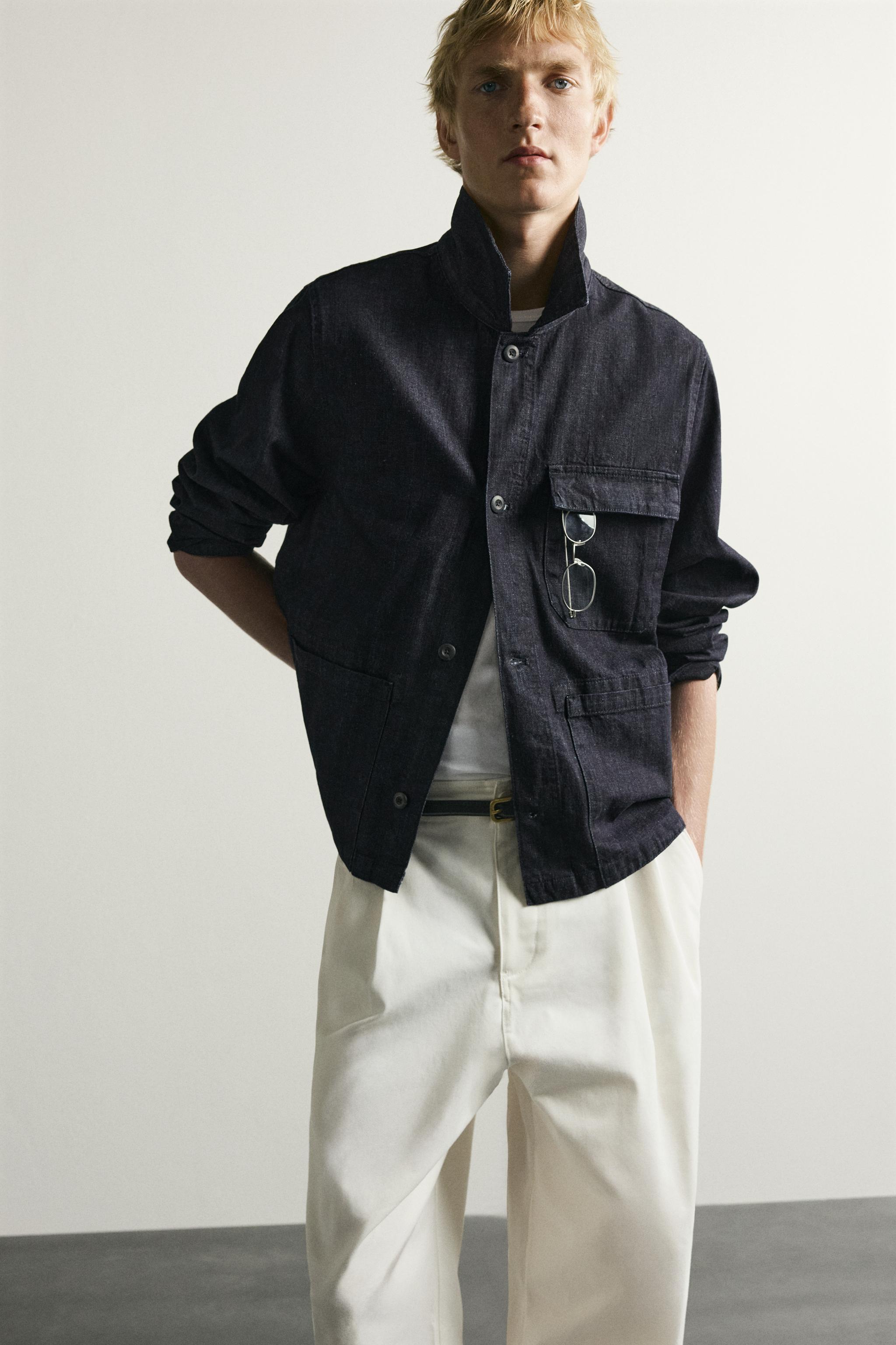 Мужские куртки Zara RELAXED FIT DENIM OVERSHIRT — фото 5