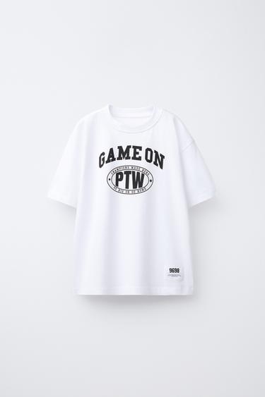 JOGGING T-SHIRT WITH SLOGAN PRINT - White by Zara - Image 0