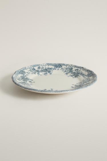 FLORAL EARTHENWARE SIDE PLATE — Blue 2