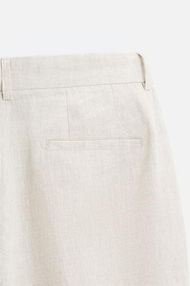 SHORT 100 % LIN - Beige clair de Zara - Image 8