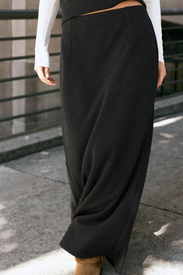 SOFT STRAIGHT MIDI SKIRT — Dark gray 2